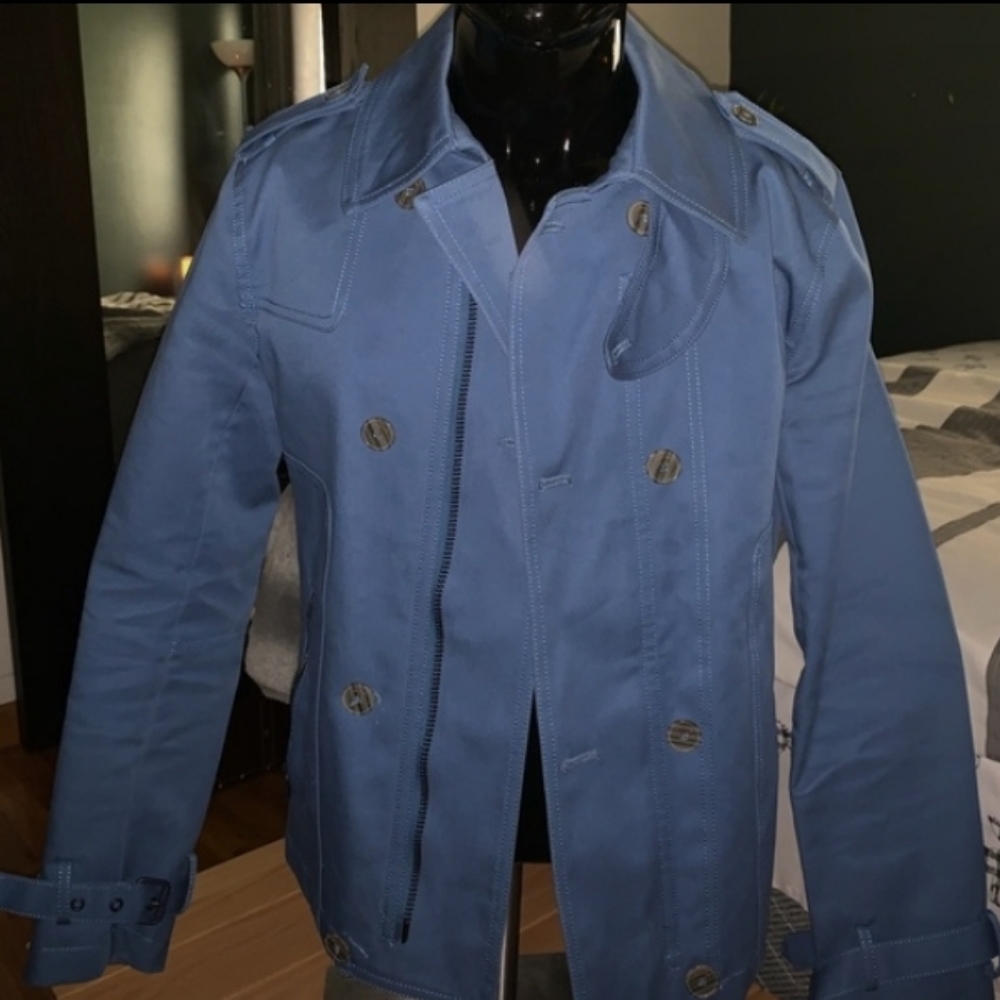 Zara man royal blue cropped rain coat, worn twice